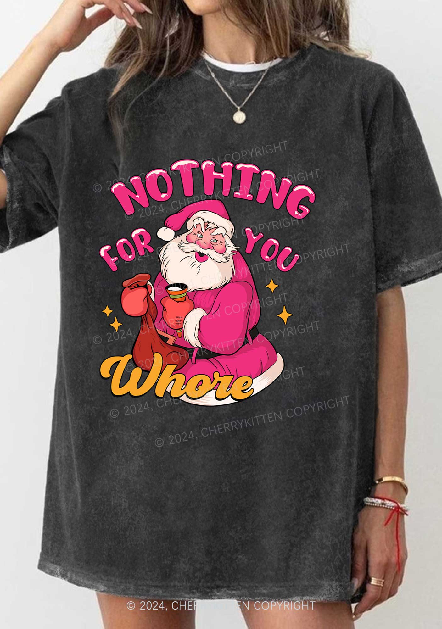 Christmas Nothing For Santa Y2K Washed Tee Cherrykitten