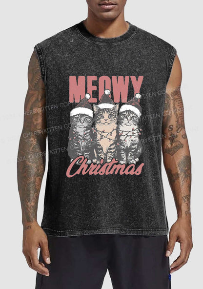 Christmas Meowy Y2K Washed Tank Cherrykitten