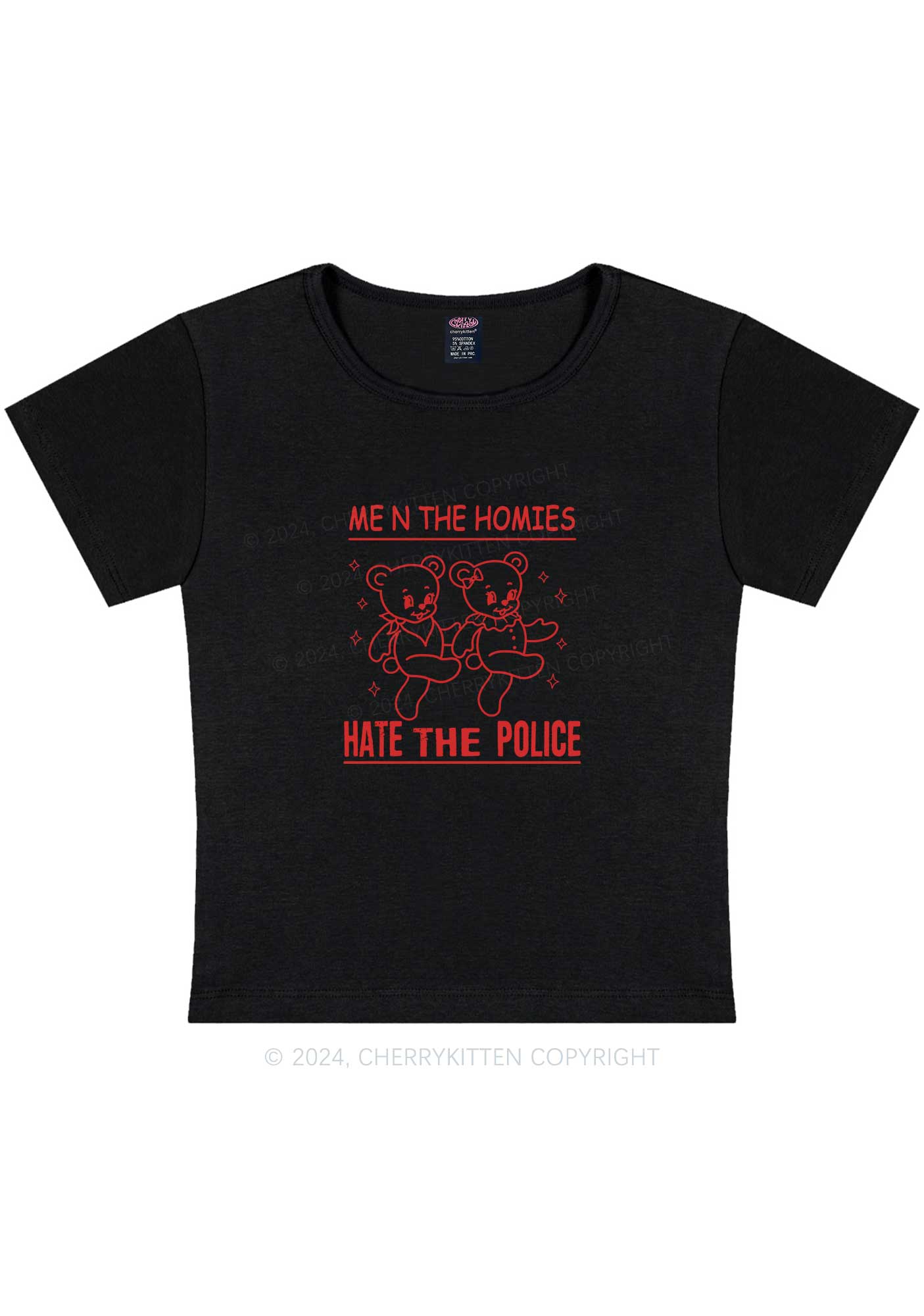 Hate The Police Y2K Baby Tee Cherrykitten