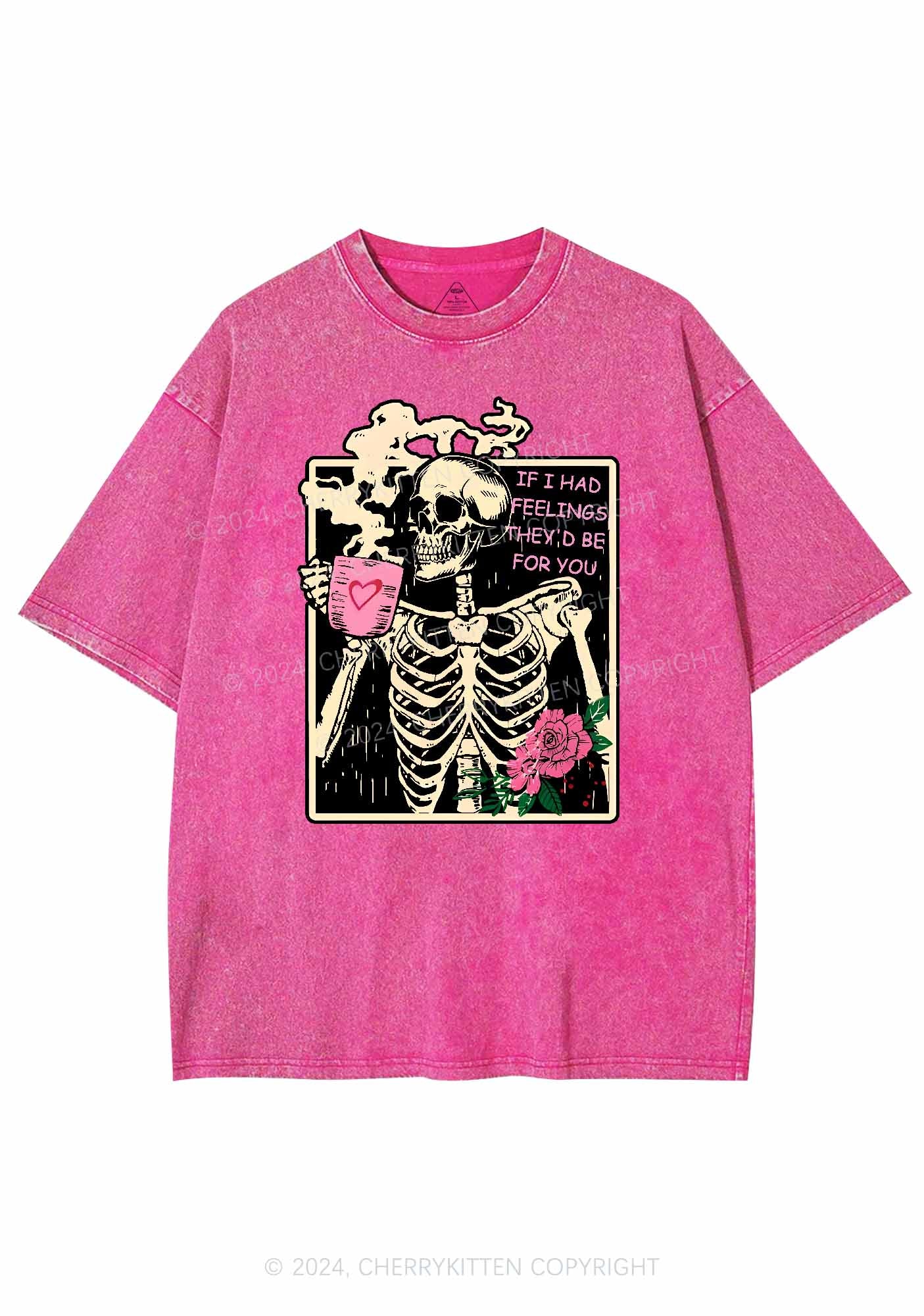 Skeleton Had Feelings Y2K Valentine's Day Washed Tee Cherrykitten