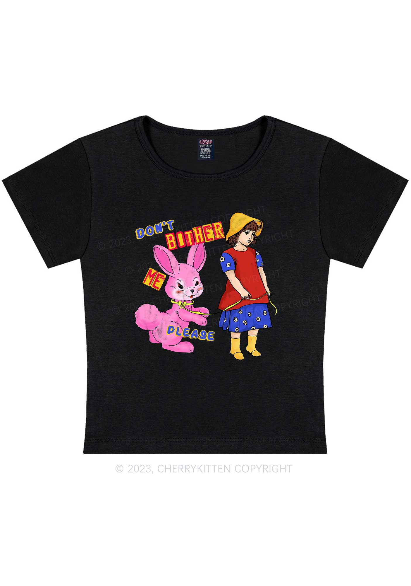 Curvy Don't Bother Bunny Y2K Baby Tee Cherrykitten