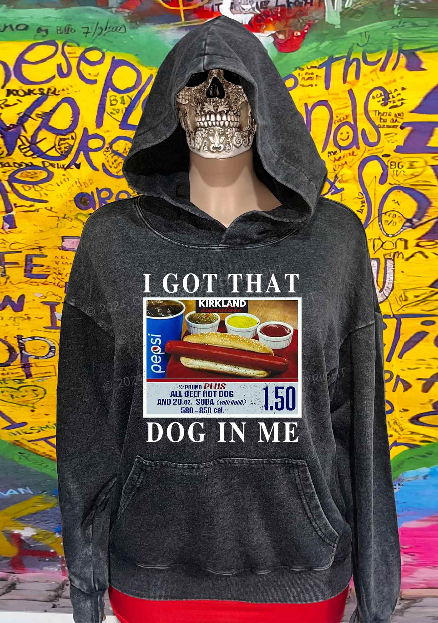 I Got That Hot Dog In Me Y2K Washed Hoodie Cherrykitten