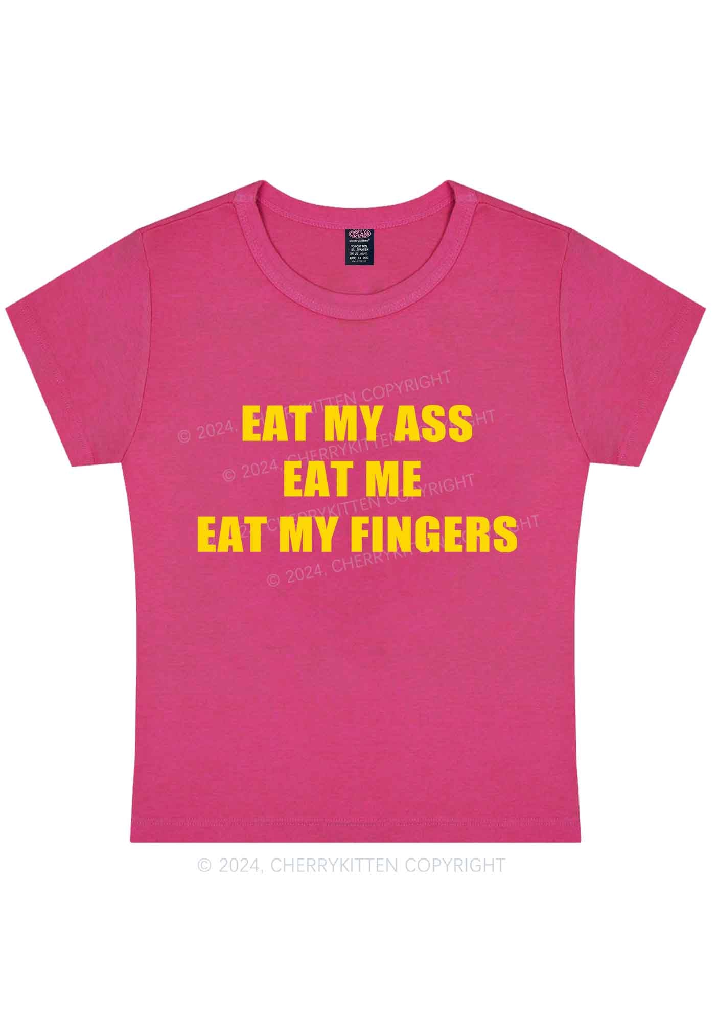 Curvy Eat My Fingers Y2K Baby Tee Cherrykitten