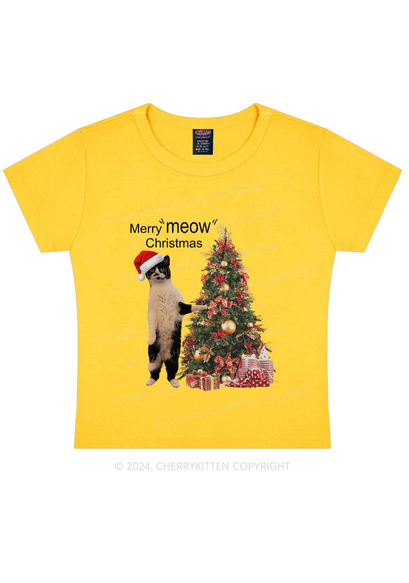 Christmas Merry Meow Y2K Baby Tee Cherrykitten