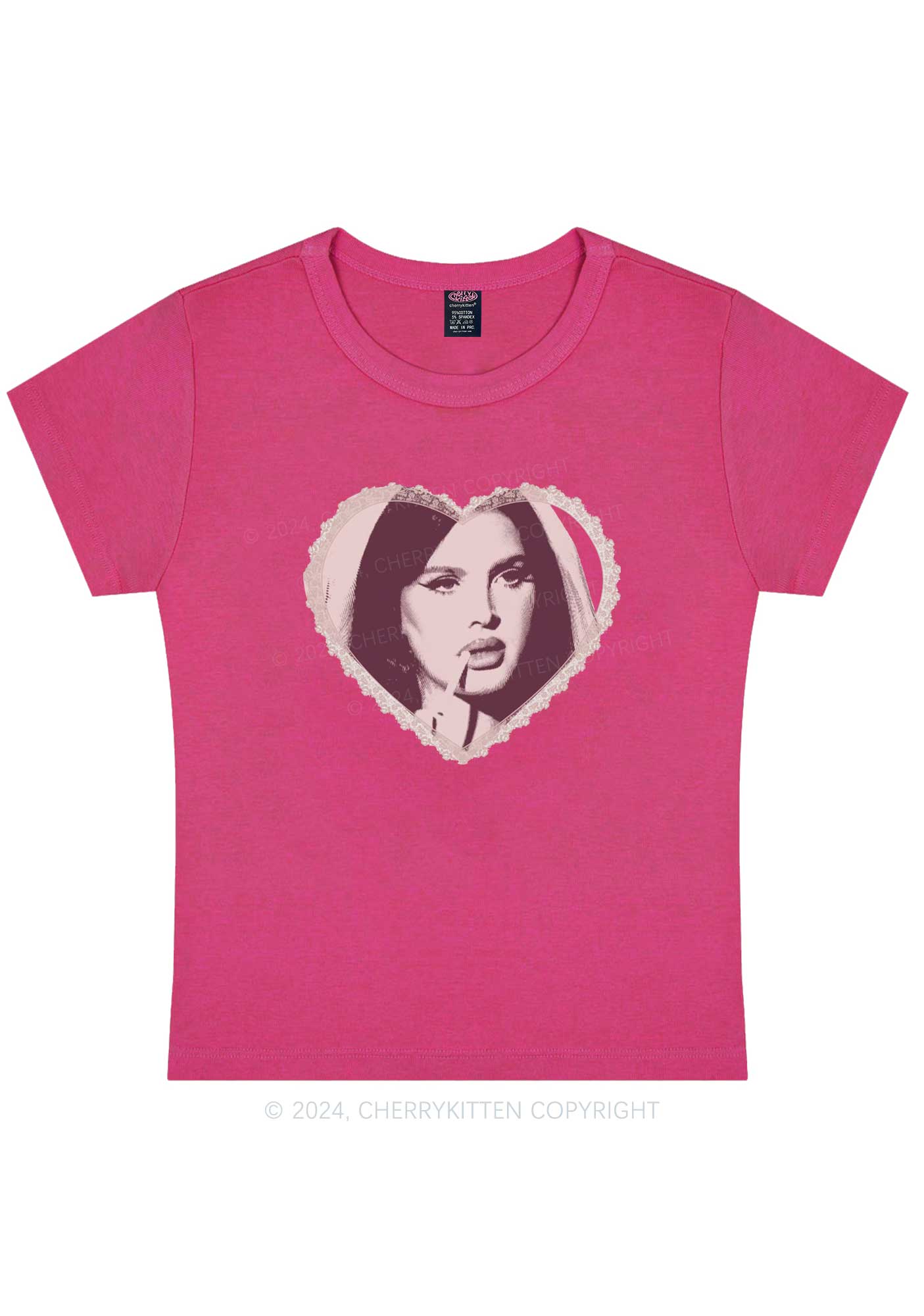 Curvy Heart Portrait Y2K Baby Tee Cherrykitten