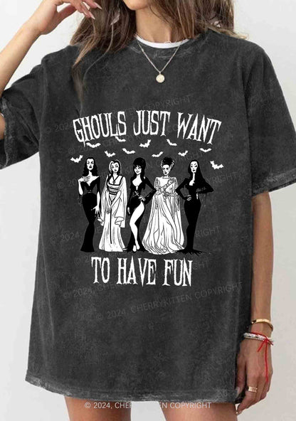 Halloween Ghouls Have Fun Y2K Washed Tee Cherrykitten