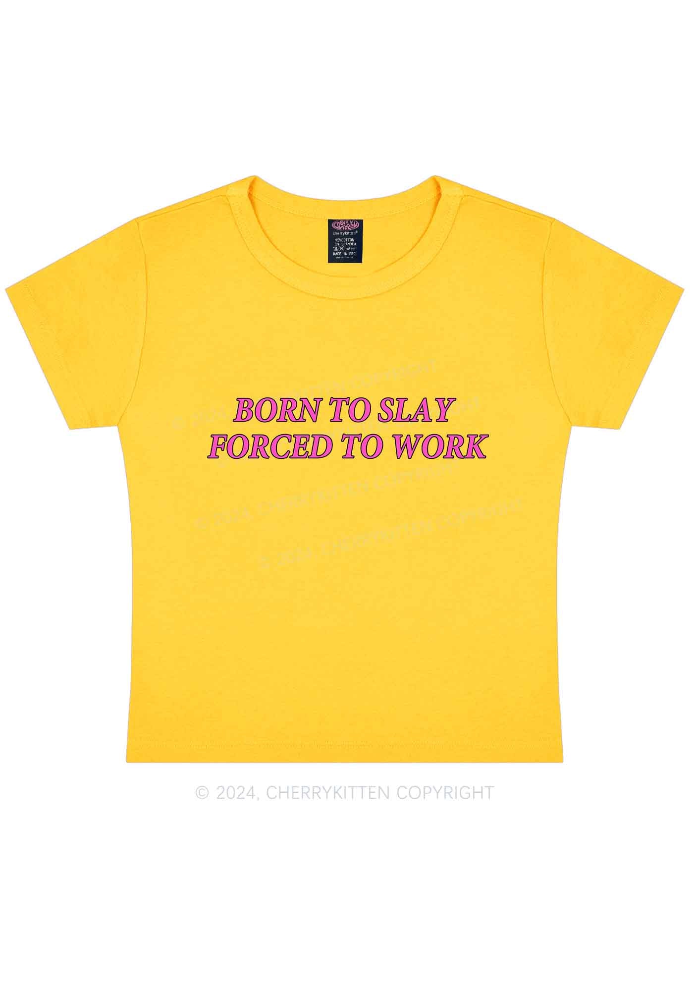 Forced To Work Y2K Baby Tee Cherrykitten