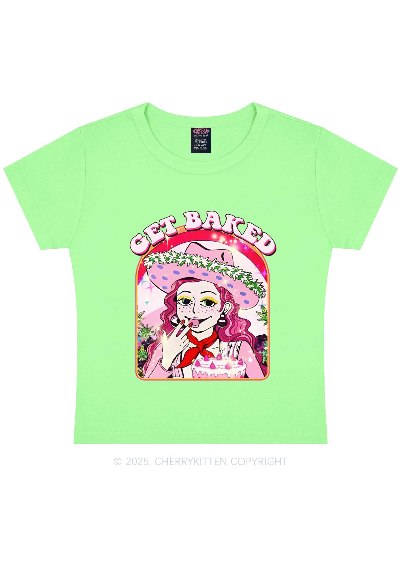 Get Baked Y2K Baby Tee Cherrykitten