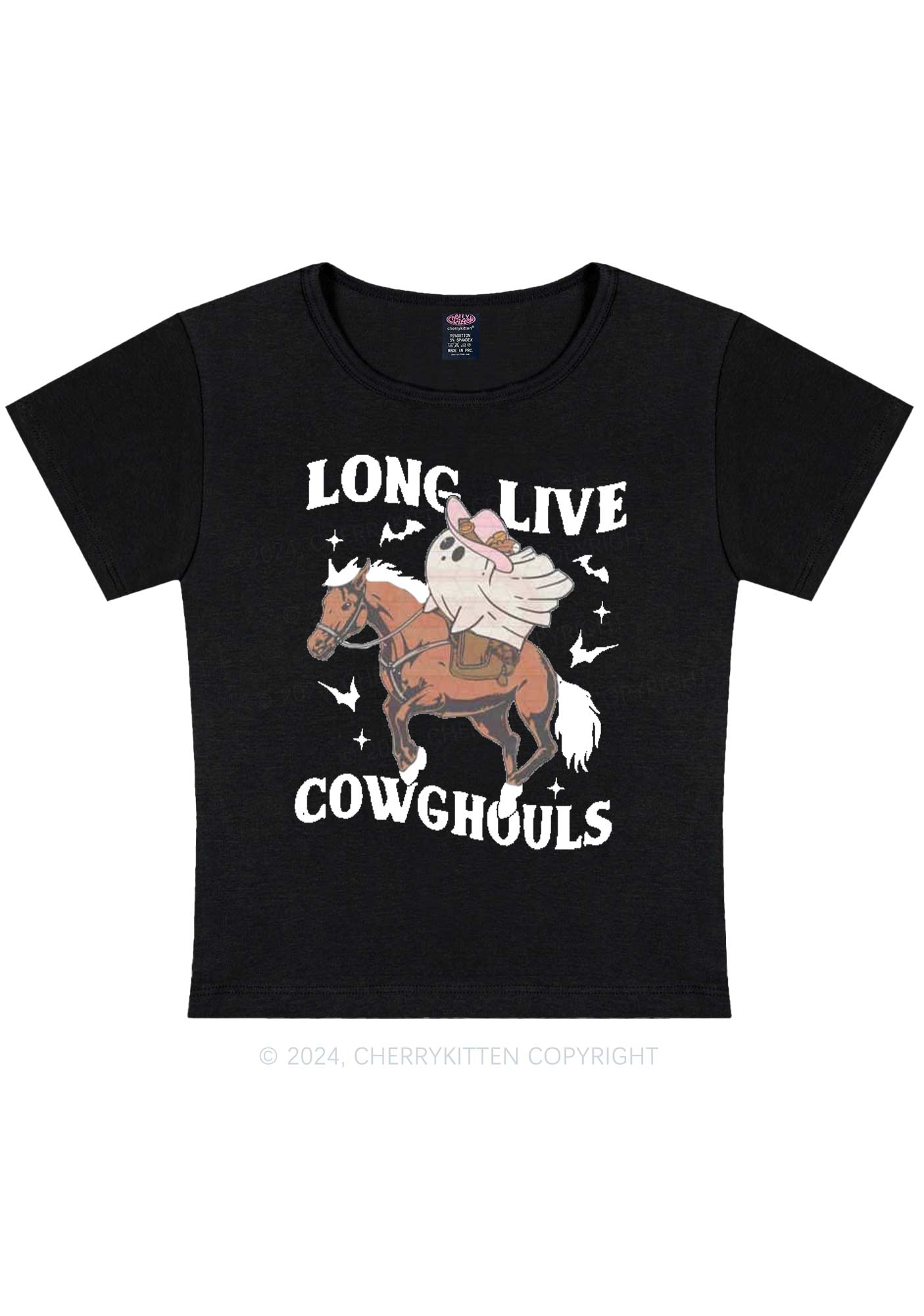 Halloween Long Live Cowghouls Y2K Baby Tee Cherrykitten