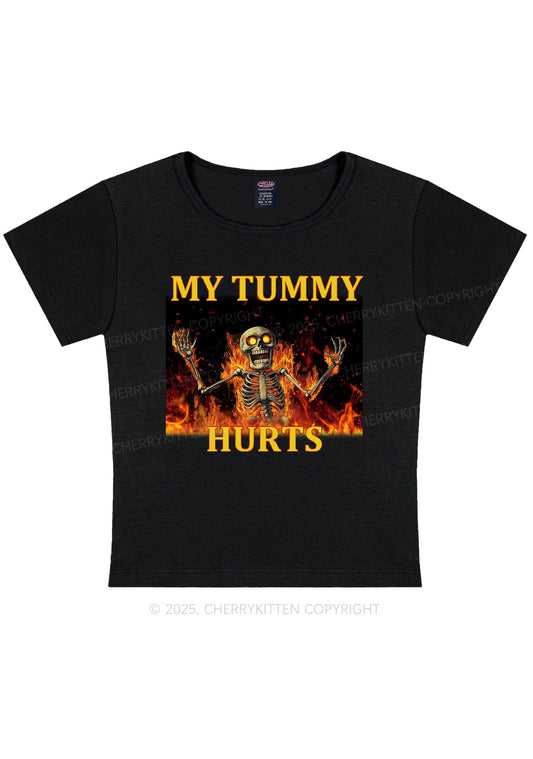 Skeleton Tummy Hurts Y2K Baby Tee Cherrykitten