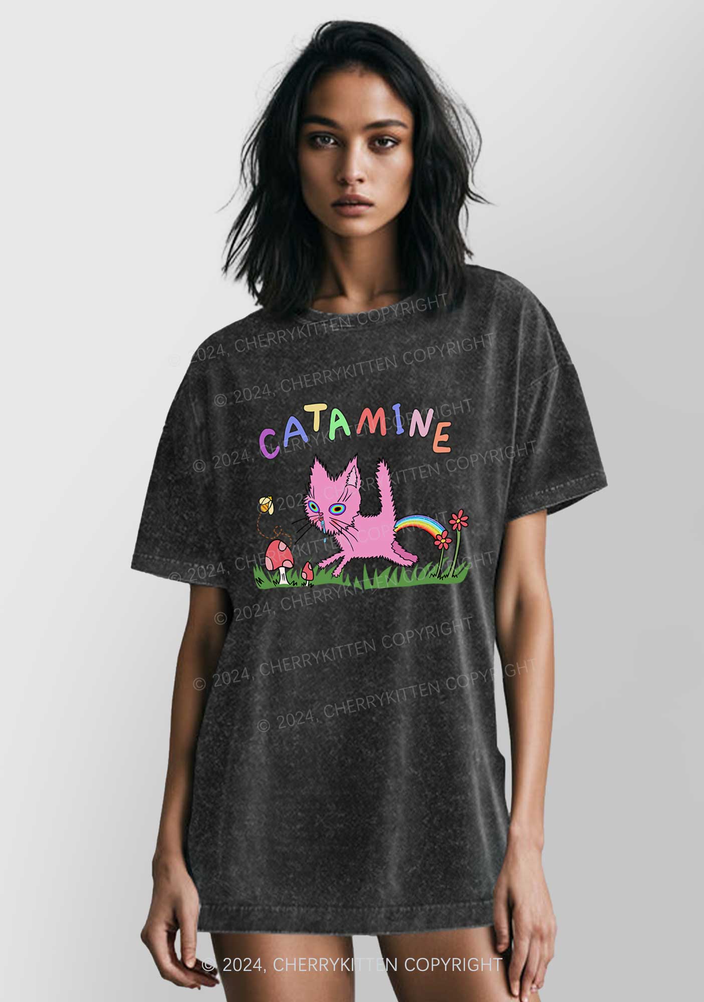 Catamine Y2K Washed Tee Cherrykitten