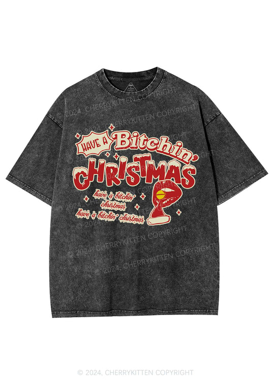 Christmas Red Lips Y2K Washed Tee Cherrykitten