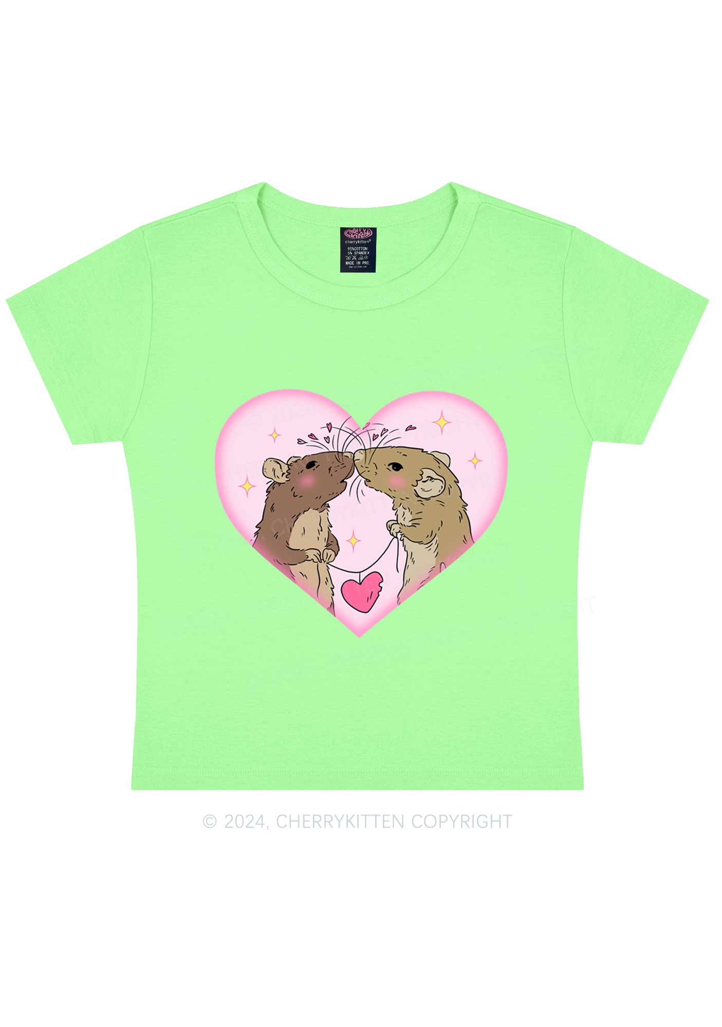 Two Rats Kiss Y2K Valentine's Day Baby Tee Cherrykitten