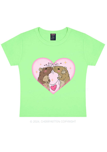 Two Rats Kiss Y2K Valentine's Day Baby Tee Cherrykitten