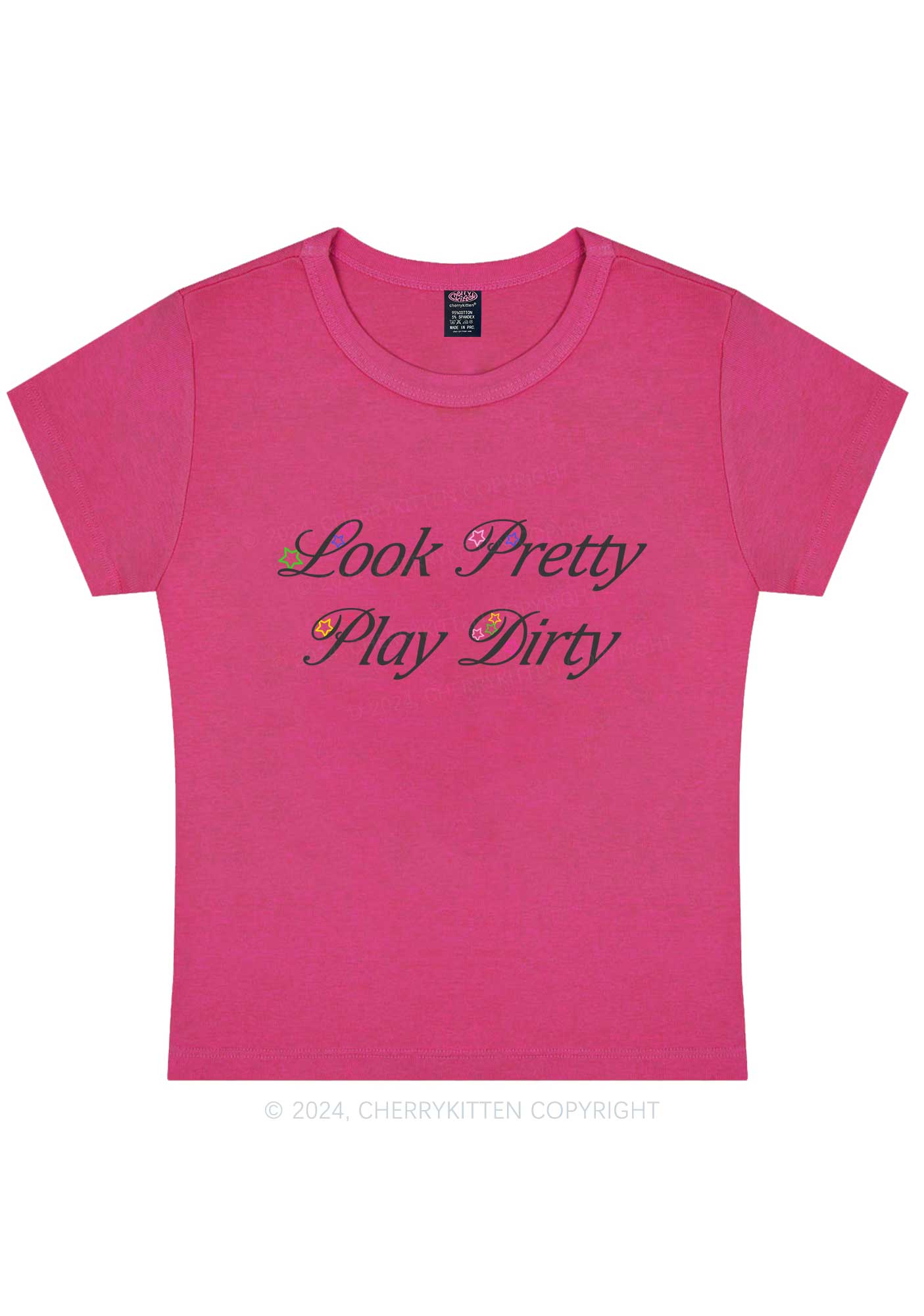 Look Pretty Play Dirty Y2K Baby Tee Cherrykitten