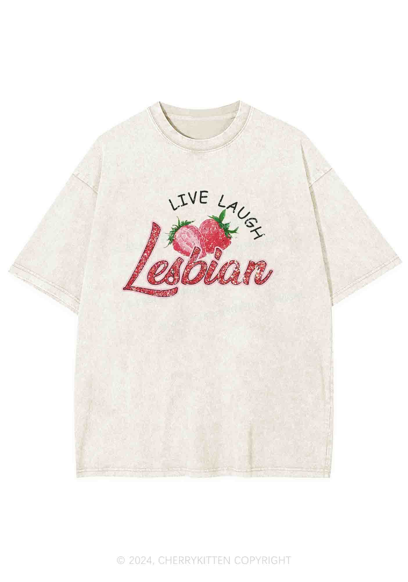 Live Laugh Lesbian Y2K Washed Tee Cherrykitten