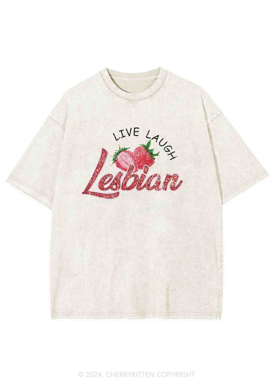 Live Laugh Lesbian Y2K Washed Tee Cherrykitten