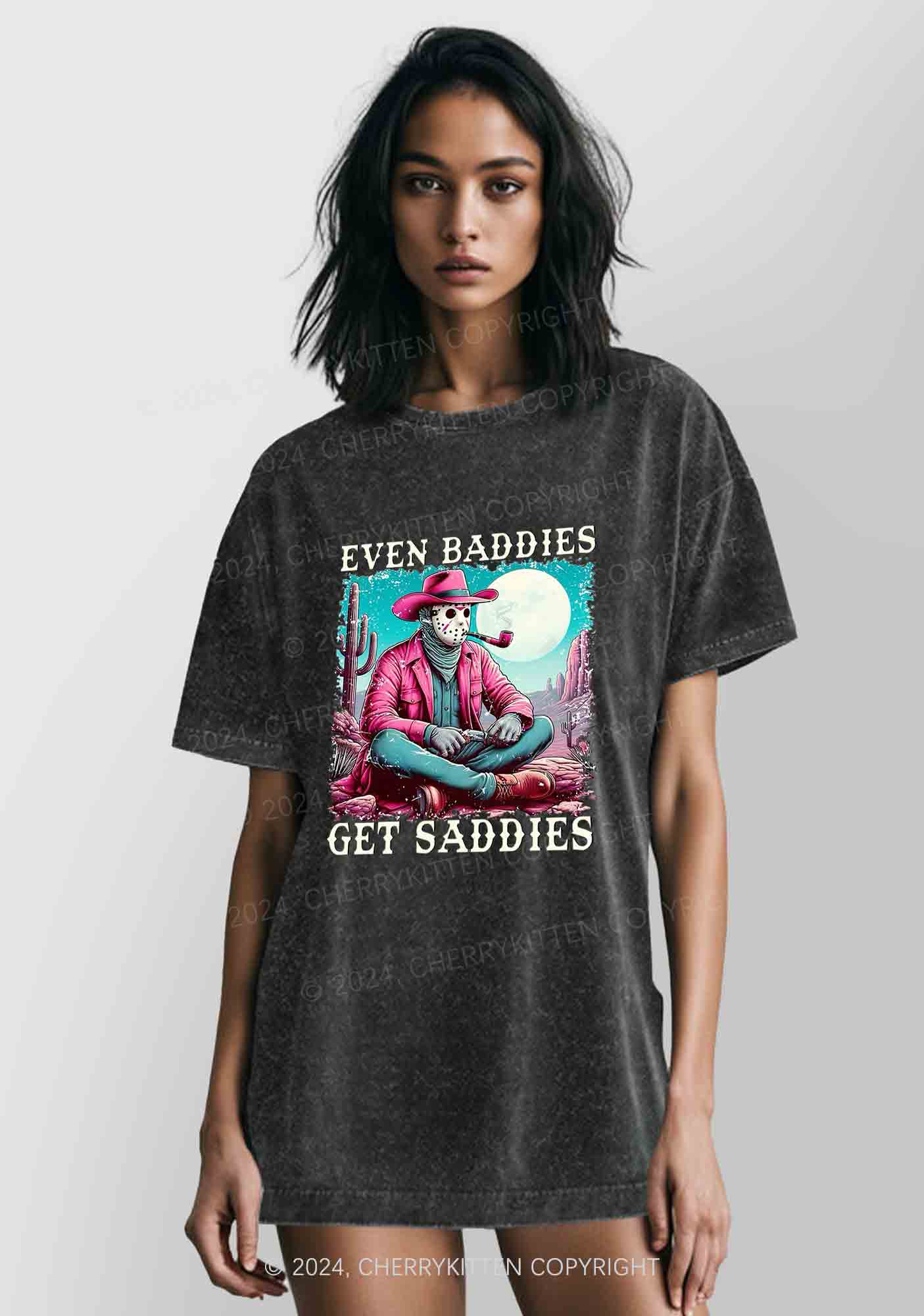 Halloween Baddies Cowboy Y2K Washed Tee Cherrykitten