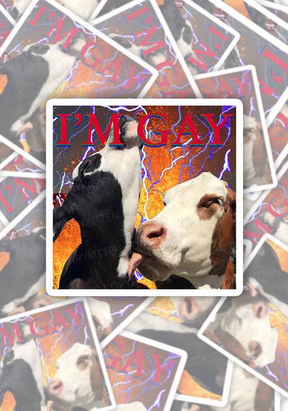 Gay Cow Play 1Pc Y2K Sticker Cherrykitten