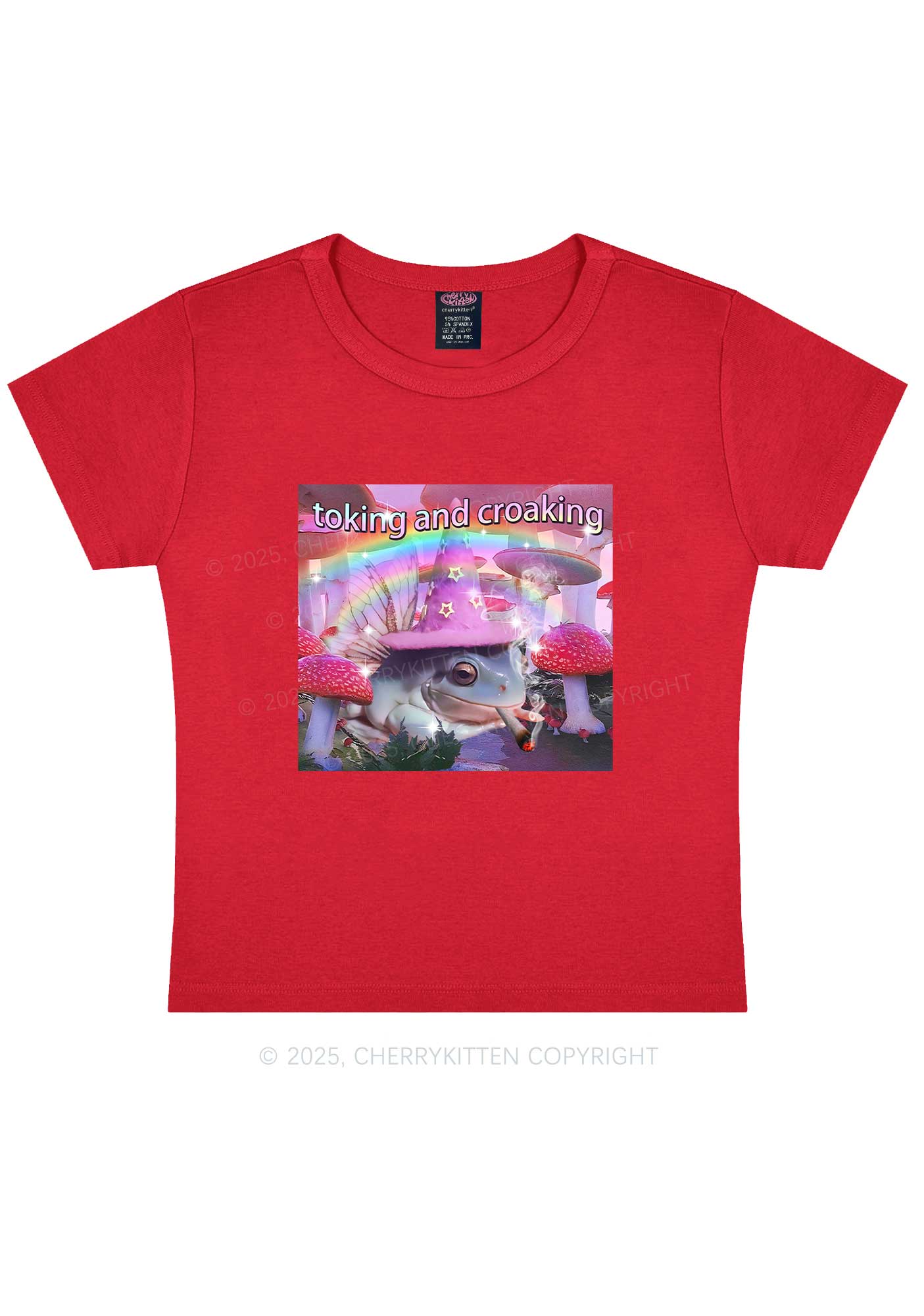 Toking Croaking Frog Y2K Baby Tee Cherrykitten