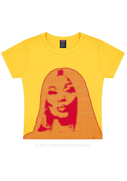 NM Pixel Portrait Y2K Baby Tee Cherrykitten