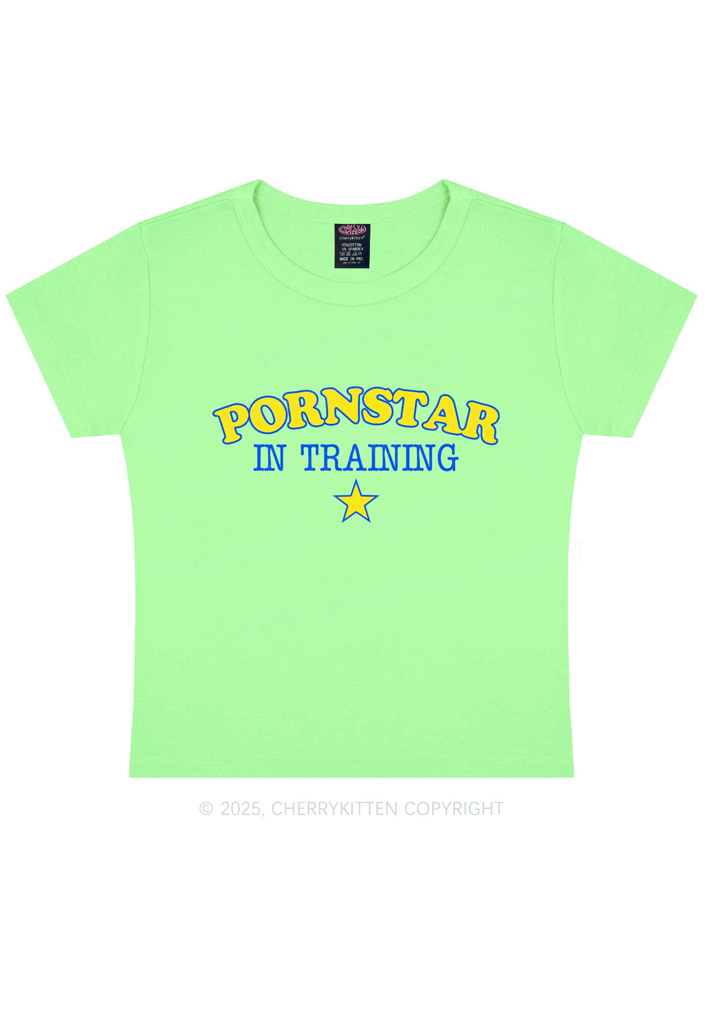 Pxrnstar In Training Y2K Baby Tee Cherrykitten