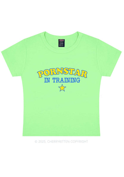 Pxrnstar In Training Y2K Baby Tee Cherrykitten