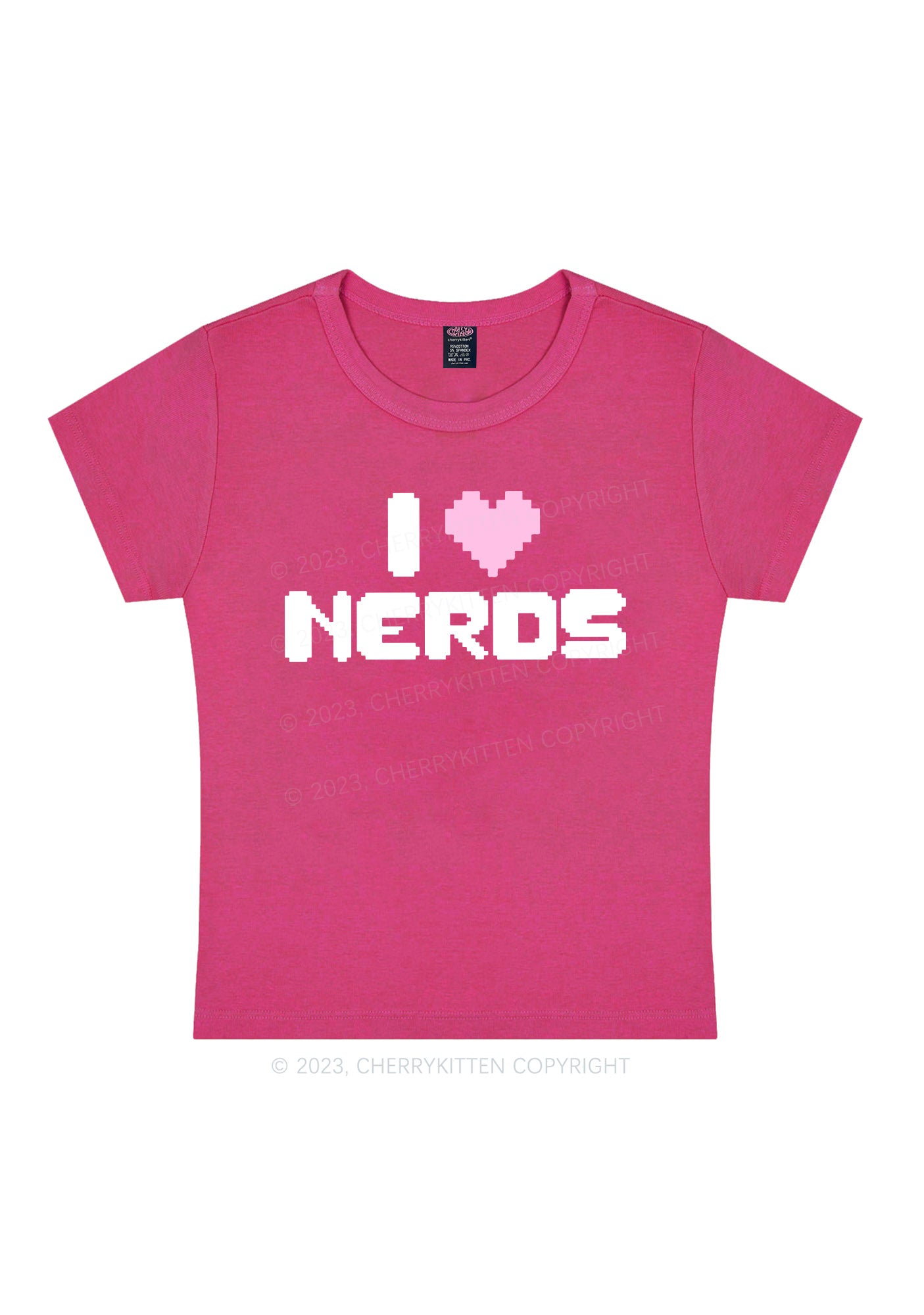 Curvy Pixel I Love Nerds Y2K Baby Tee Cherrykitten