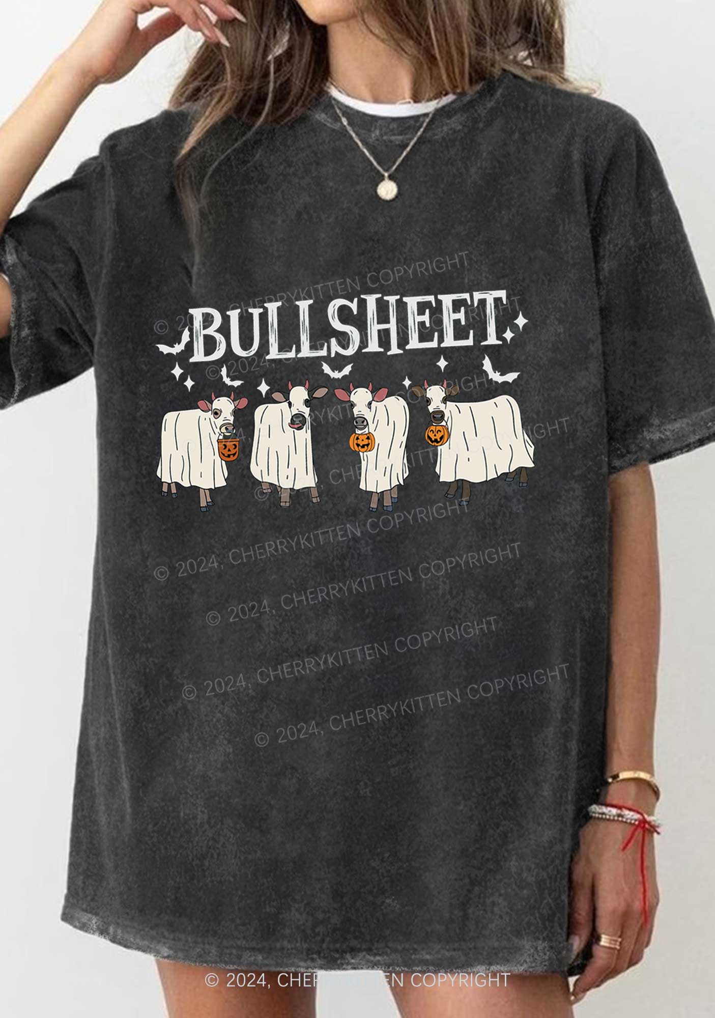 Halloween Bull Sheet Y2K Washed Tee Cherrykitten