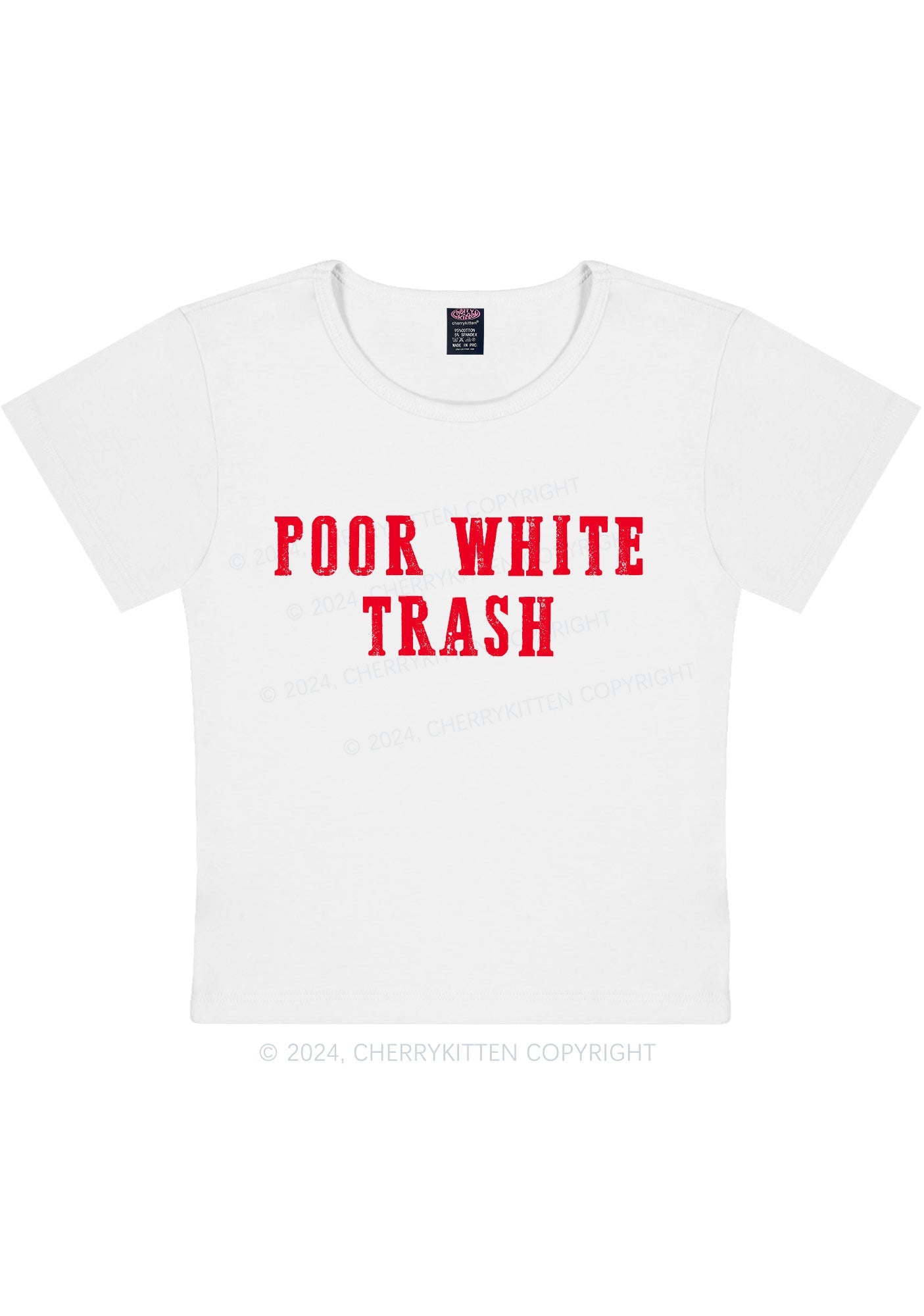 Poor White Trash Y2K Baby Tee Cherrykitten