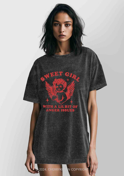 Sweet Girl With Anger Issues Y2K Washed Tee Cherrykitten