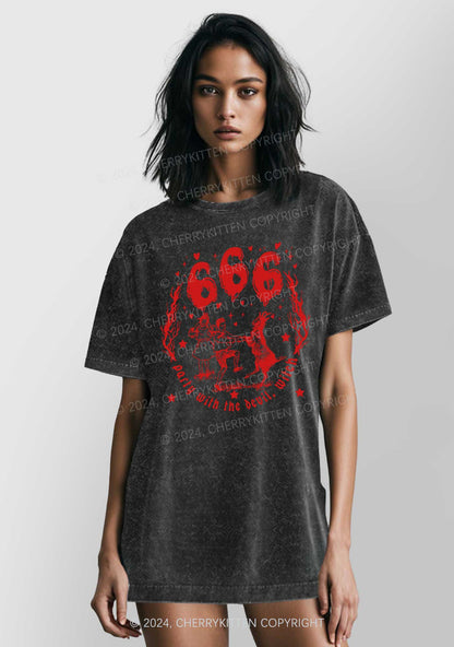 Halloween Devil Witch Y2K Washed Tee Cherrykitten