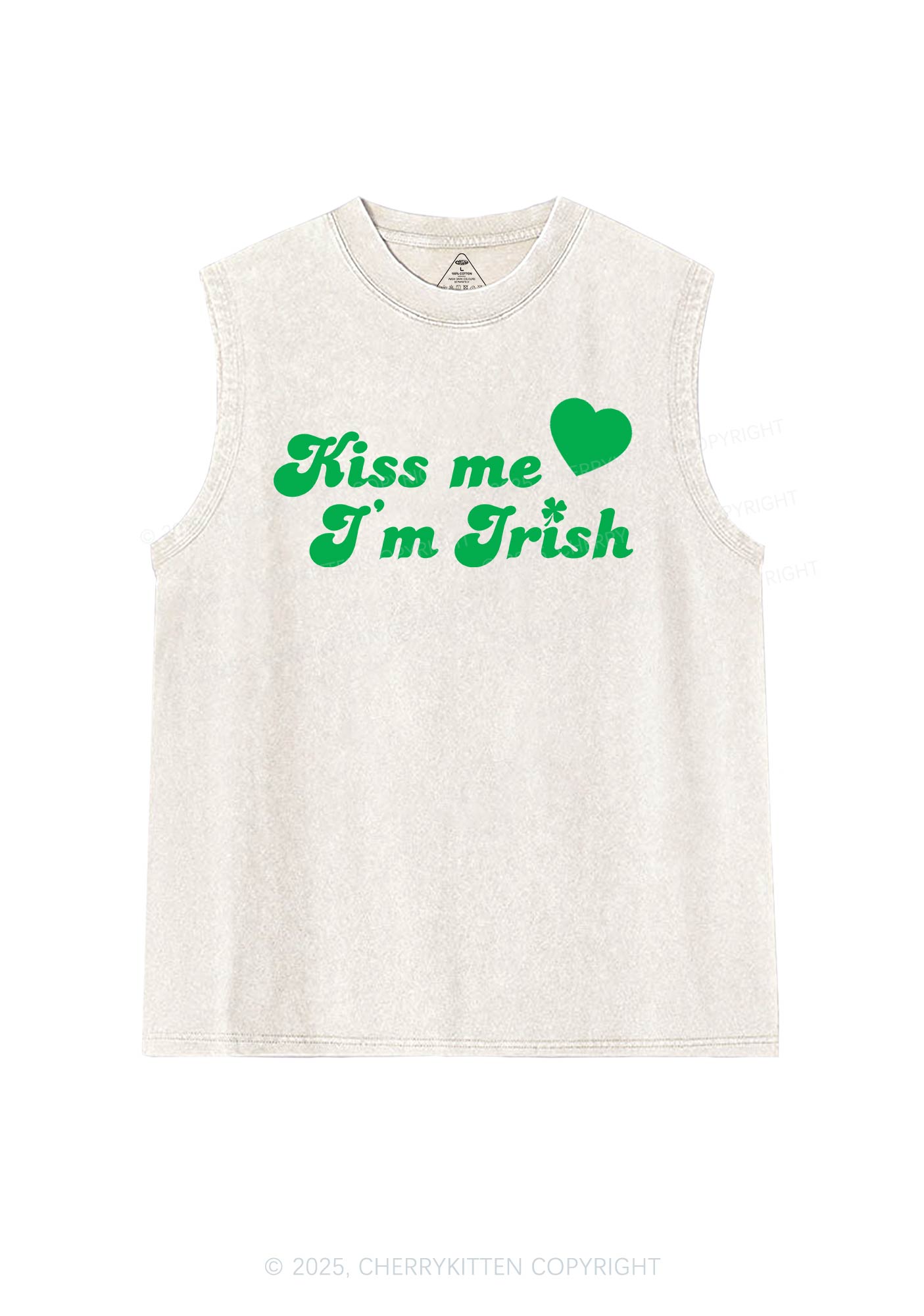 Kiss Me I'm Irish St Patricks Y2K Washed Tank Cherrykitten