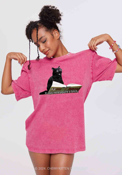 It Says Here You're A Bixxh Y2K Washed Tee Cherrykitten