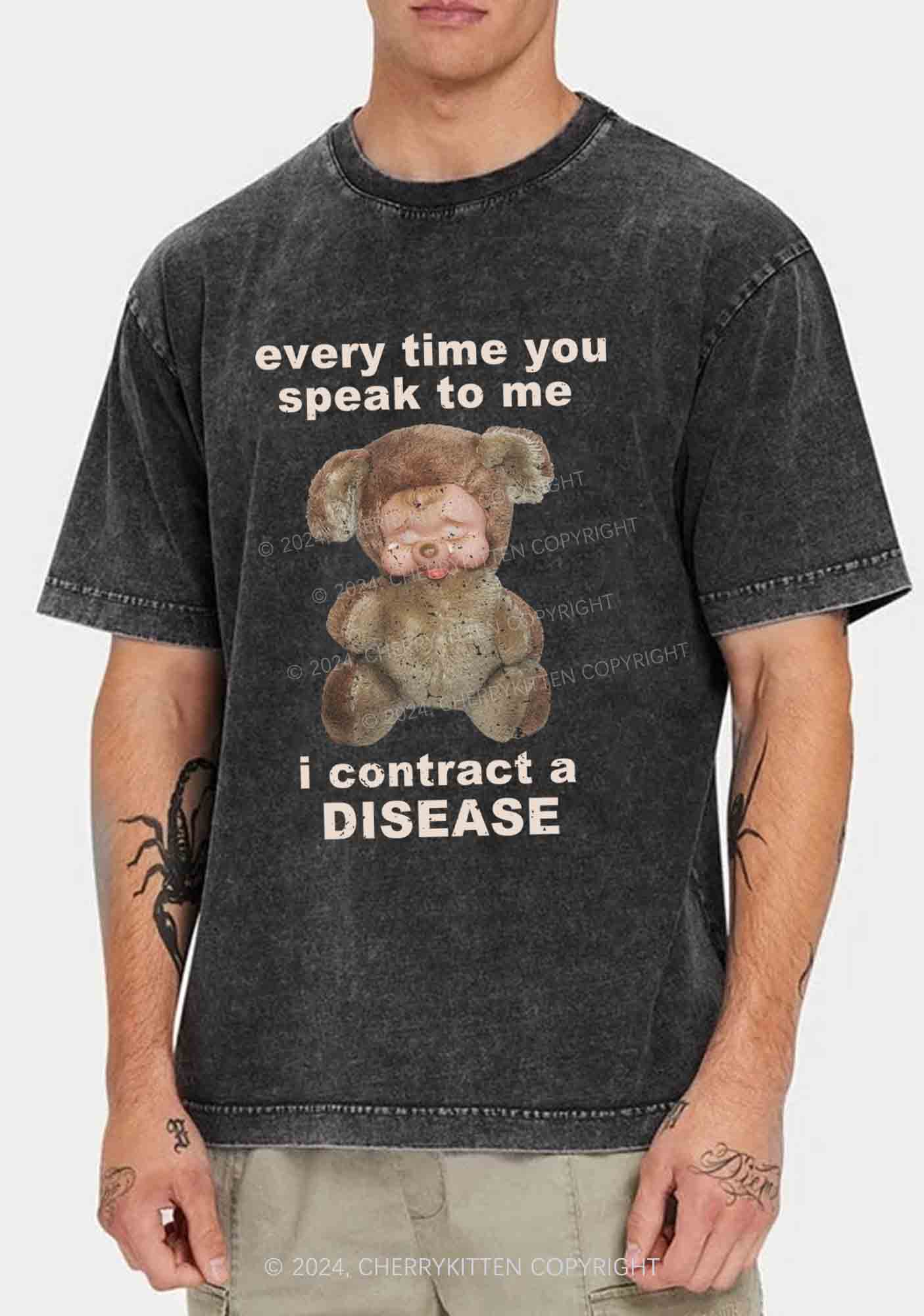 I Contract A Disease Y2K Washed Tee Cherrykitten