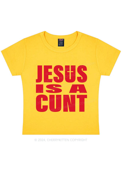 Jesus Is A Cxxt Y2K Baby Tee Cherrykitten