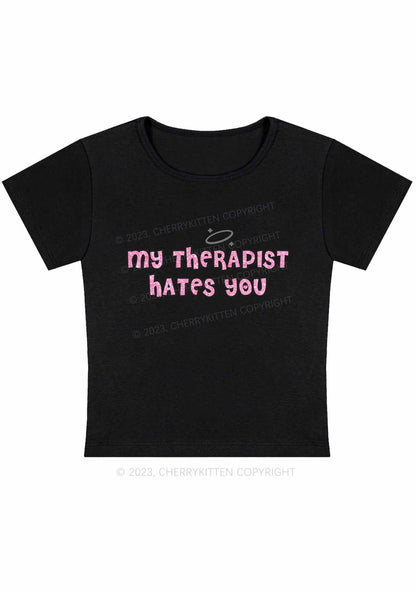 My Therapist Hates You Halo Y2K Baby Tee Cherrykitten