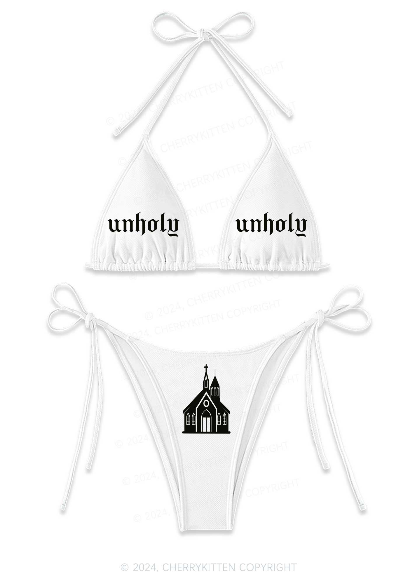 Unholy Castle Y2K Halter Triangle Bikini Set Cherrykitten