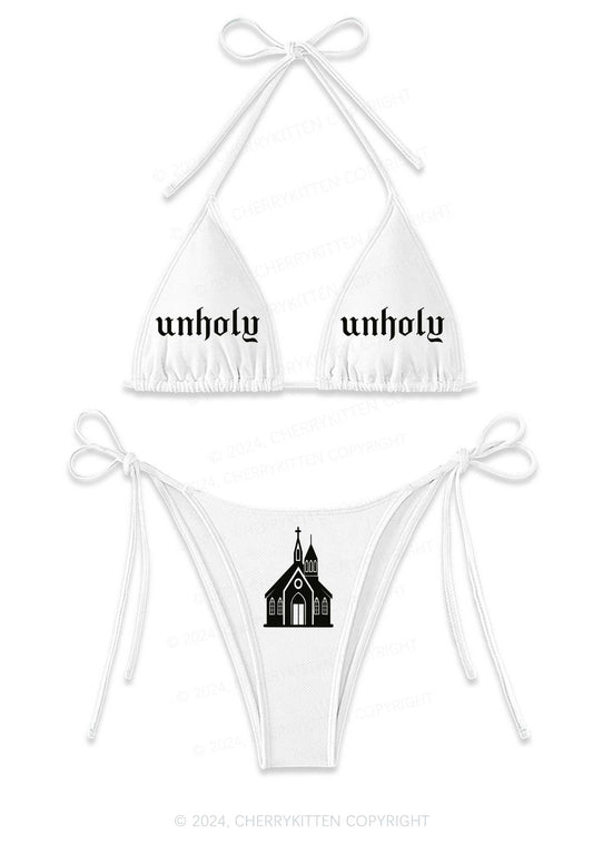 Unholy Castle Y2K Halter Triangle Bikini Set Cherrykitten