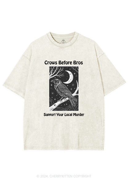 Halloween Crows Murder Y2K Washed Tee Cherrykitten