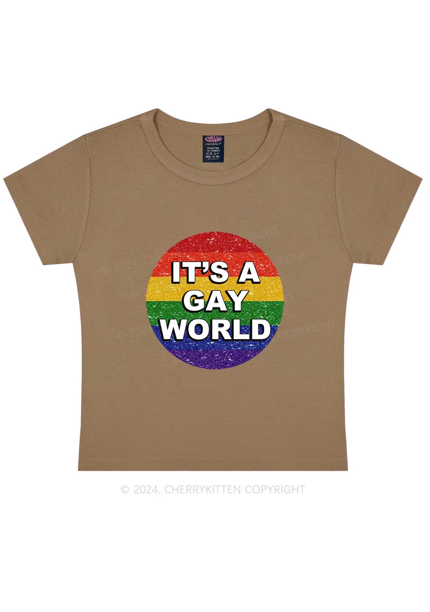 It's A Gay World Y2K Baby Tee Cherrykitten