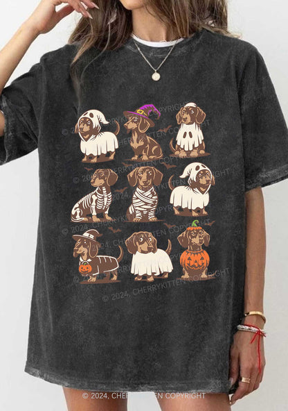 Halloween Dachshund Y2K Washed Tee Cherrykitten