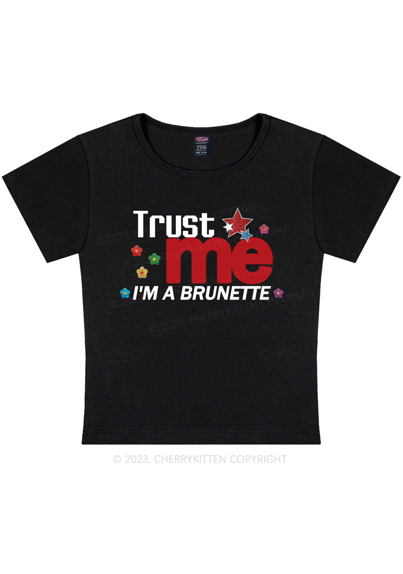 Curvy Trust Brunette Y2K Baby Tee Cherrykitten