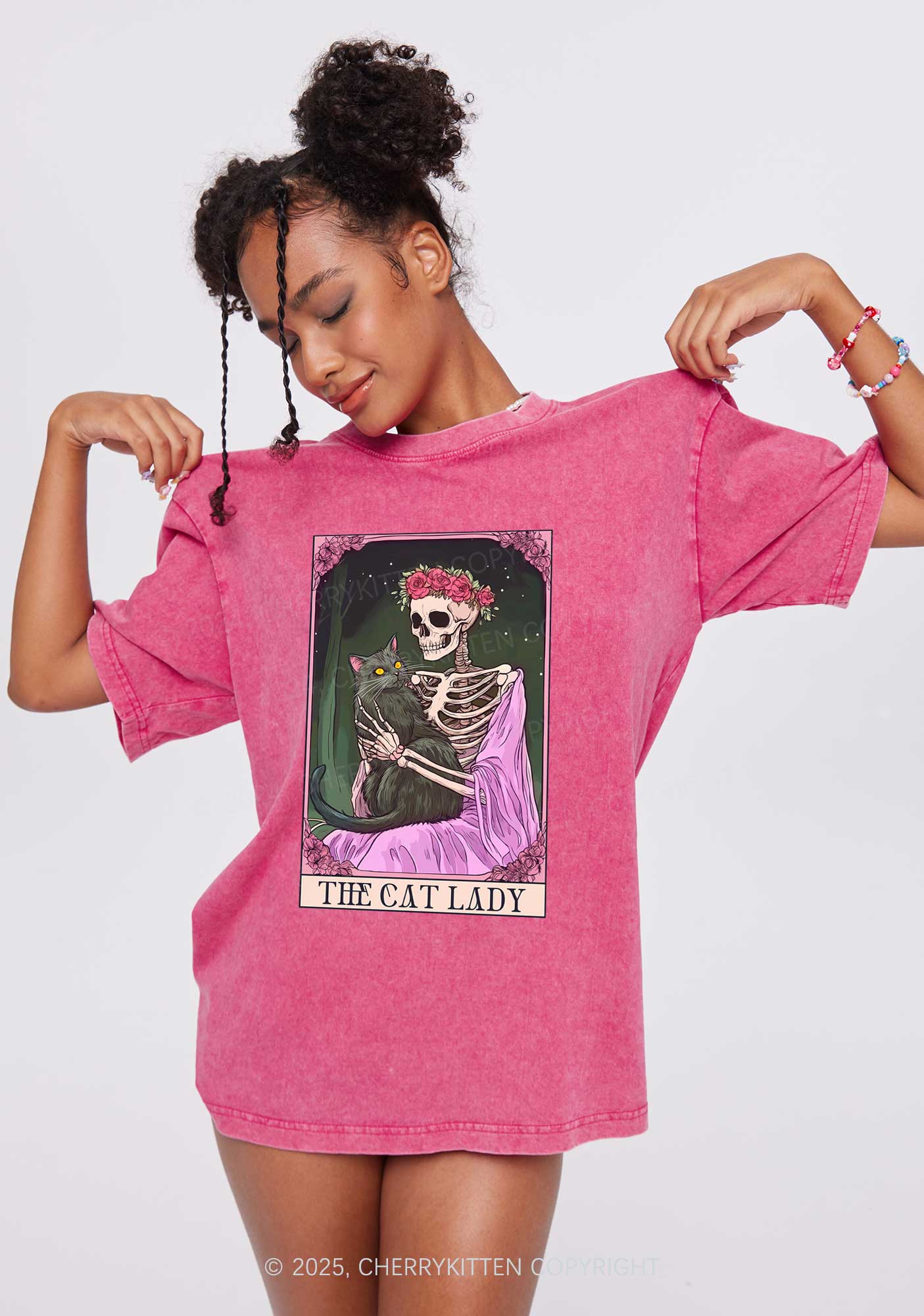 Skeleton Lady Y2K Washed Tee Cherrykitten