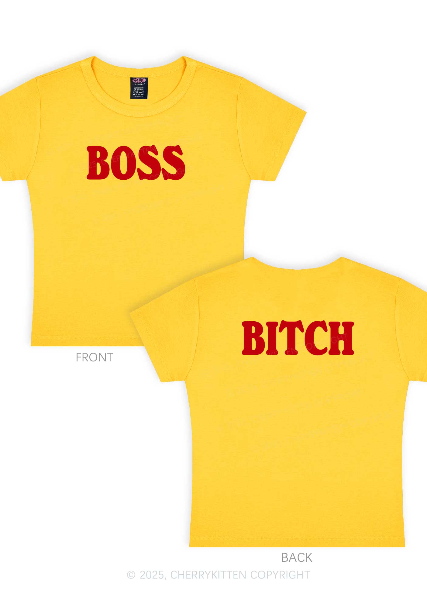 Boss Bixxh Two Sides Y2K Baby Tee Cherrykitten