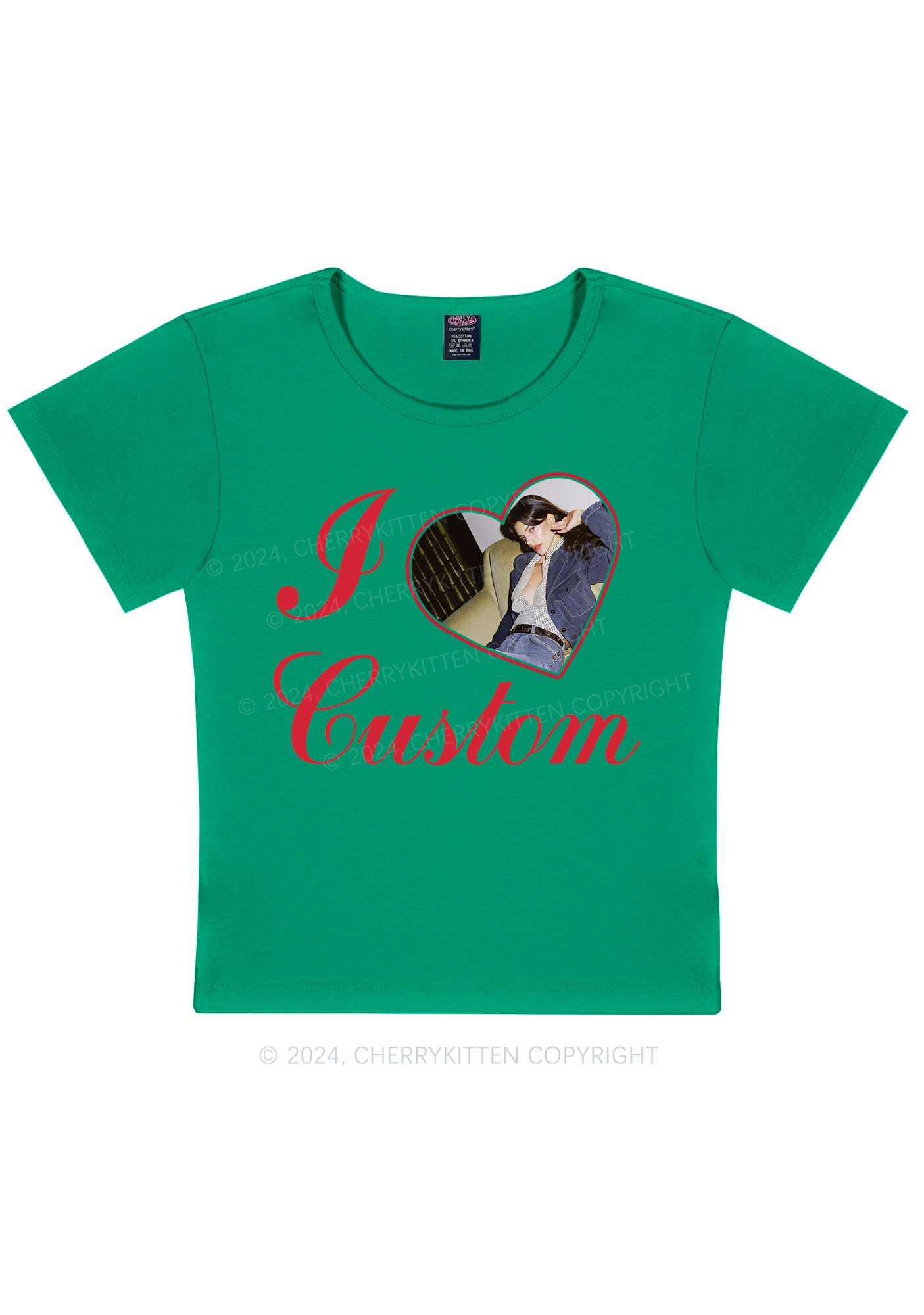 I Love Custom Name Y2K Valentine's Day Baby Tee Cherrykitten