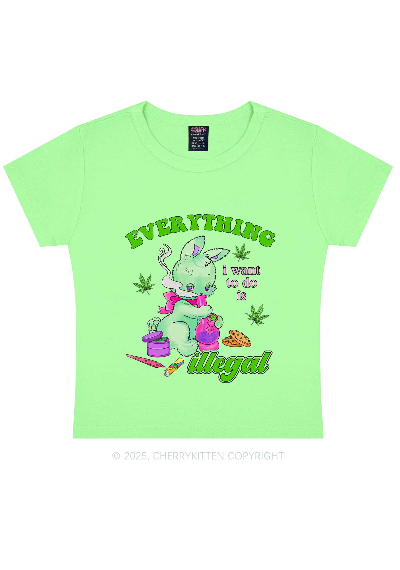 Everything Is Illegal Bunny Y2K Baby Tee Cherrykitten