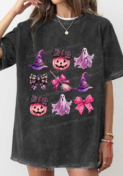 Halloween Pumpkin With Bows Y2K Washed Tee Cherrykitten