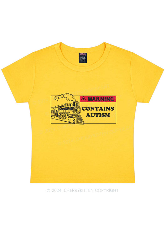 Warning Contains Autism Y2K Baby Tee Cherrykitten