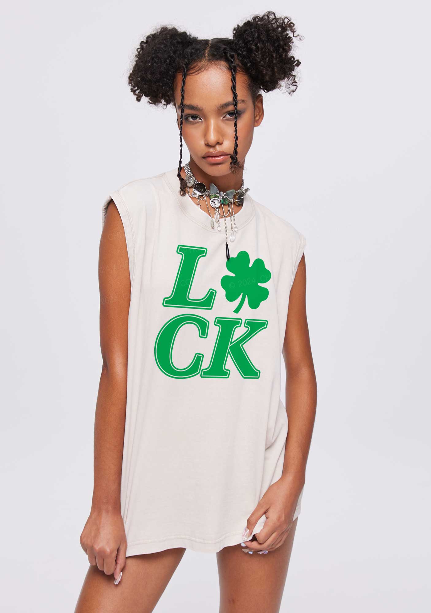 I Love CK St Patricks Y2K Washed Tank Cherrykitten